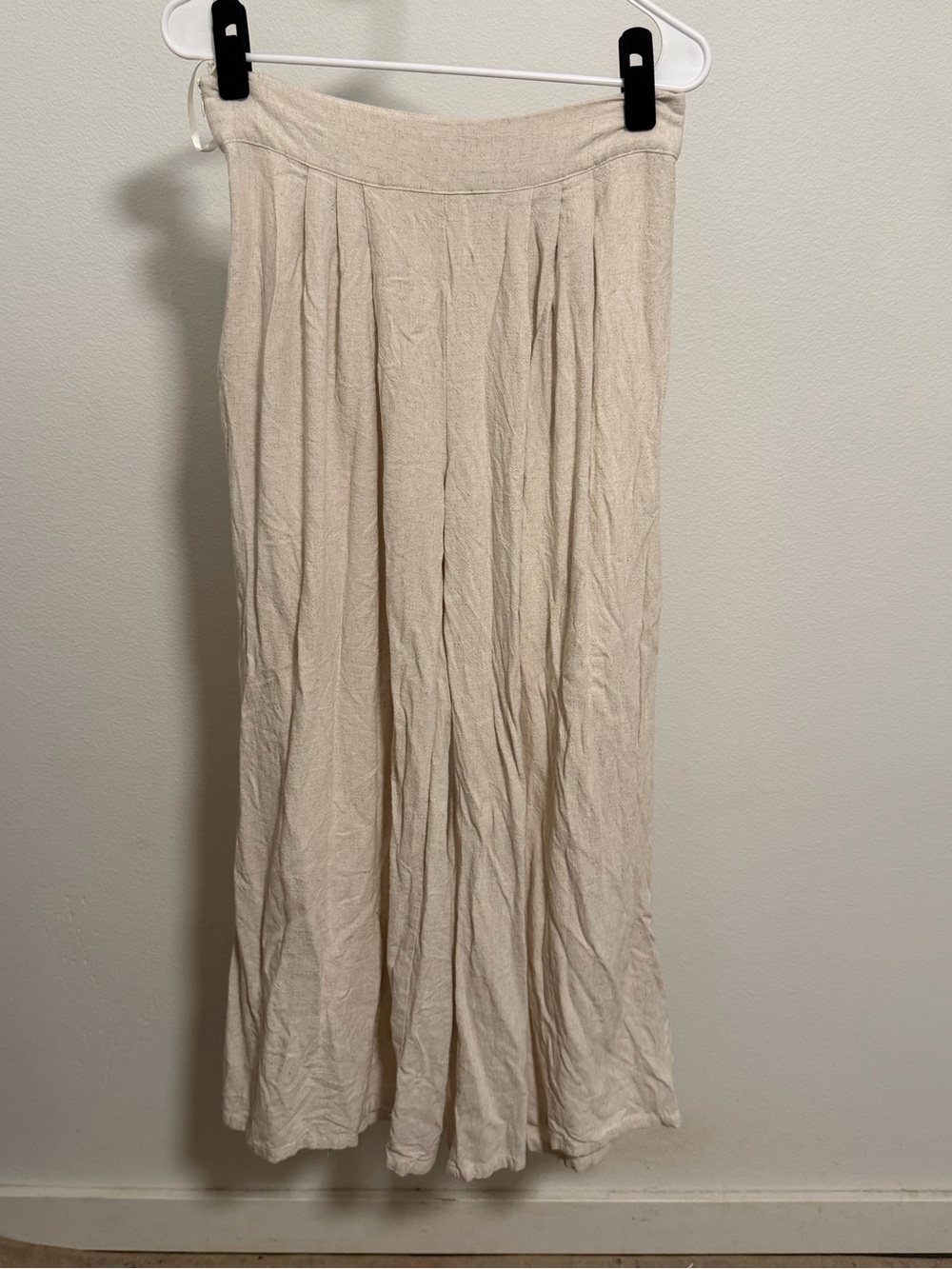 Cream Wide-Leg Pleated Jumpsuit Pants - Soft Flowy Fit